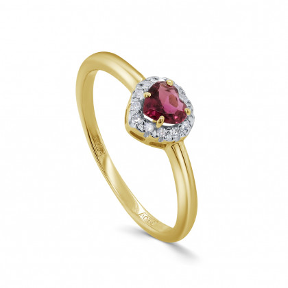 Помолвочное кольцо из золота с бриллиантом и турмалином
